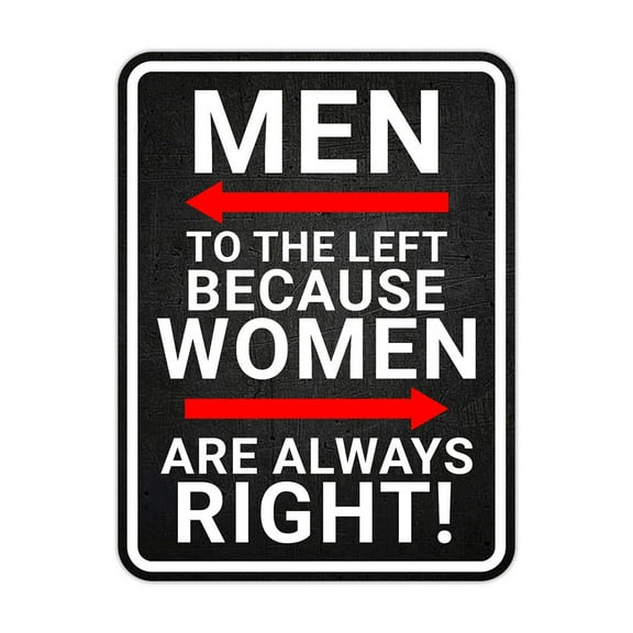 Portrait Round Plus Men To The Left Because Women Are Always Right! Wall or Door Sign | Homely Decor - Small