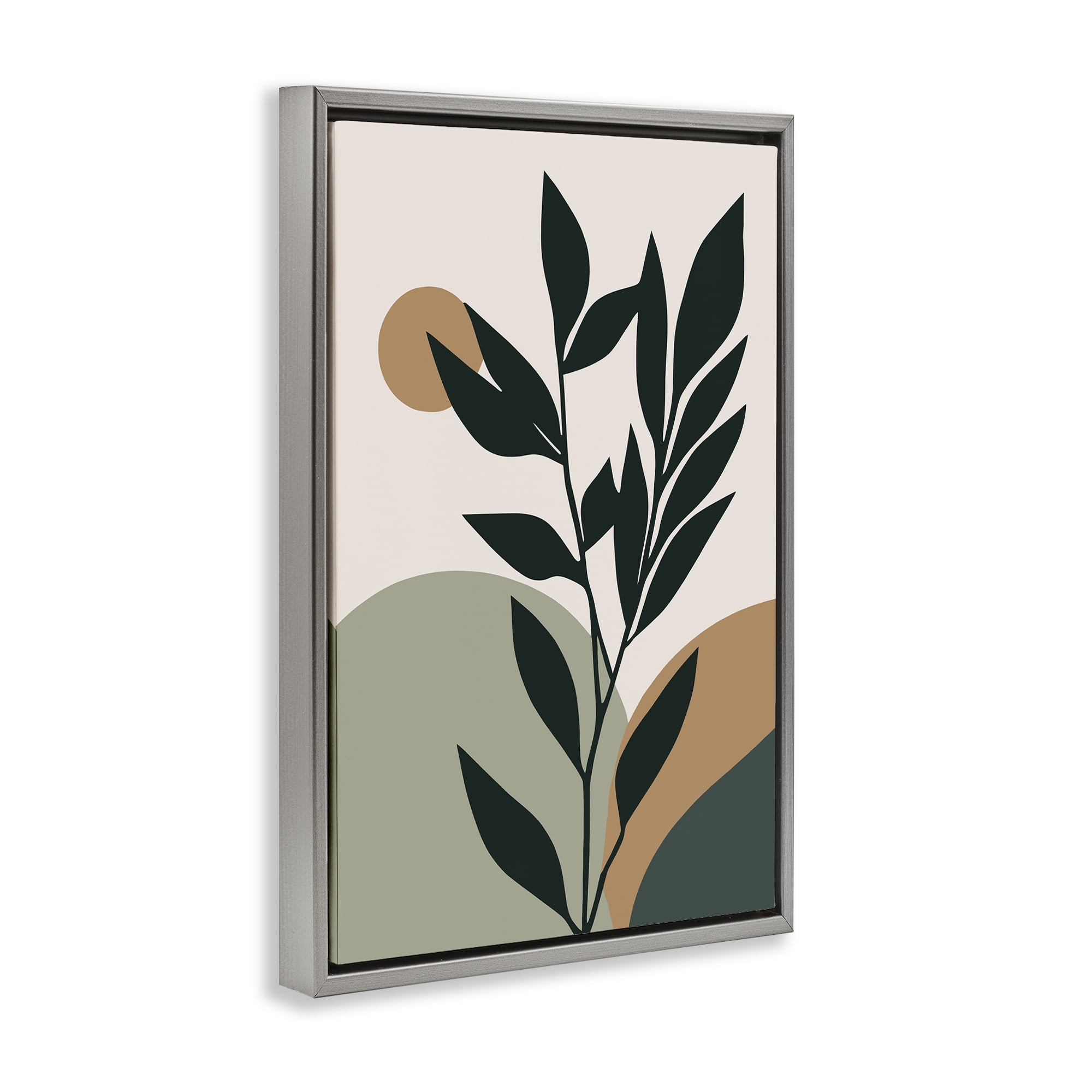 Stupell Industries Earthy Tropical Botanicals Plants & Flowers Painting Gray Floater Framed Canvas Art Print Wall Art, 21 x 31