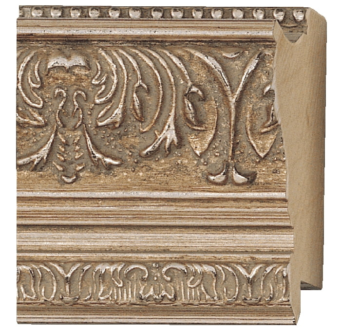 Picture Frame Moulding (Wood) Ornate Silver Finish 2.375" width 1