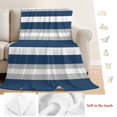 thumbnail image 5 of Navy Blue Grey Stripe Throw Blanket for Couch,Soft Lightweight Flannel Fleece Blanket,Minimalist Farmhouse Striped Microfiber Plush All Season Decorative Blankets Gifts for Sofa Office Travel 32"x48", 5 of 9