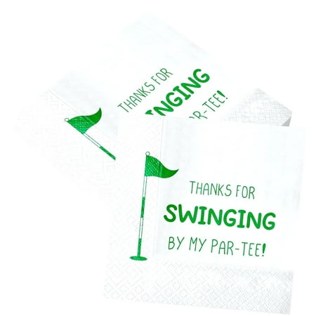 FREEAMG 100 Pcs Golf Napkins 5x5" Golf Cocktail Napkins Hole in One First Golf Paper Napkins for Golf Themed Birthday Party Sports Supplies Decor (Thanks for Swinging by My Par-tee)