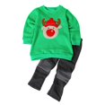 thumbnail image 2 of Esho 2Pcs Boys Girls Thicken Fleece Cartoon Deer Sweatshirt Long Pant Suits Christmas Kids Winter Outfits Set 1-4T, 2 of 8