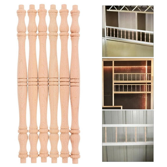 ROSENICE 6Pcs Wooden Balusters Khaki Unpainted Style for DIY Craft and Interior Decoration
