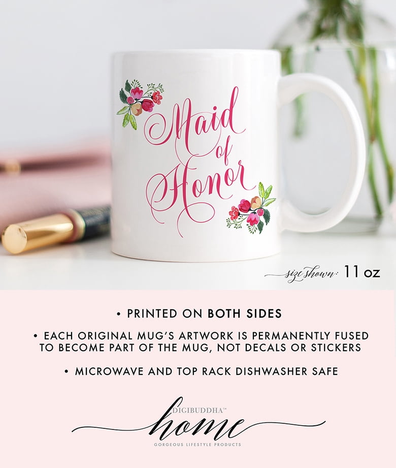 Maid Of Honor Mug Gift From Future Mrs Coffee Cup Gifts Engagement Wedding Marriage Bridal Shower Bachelorette Party Bride Tribe Pink Floral Tea Cup Present For Maid Of Honor Moh Dm0007