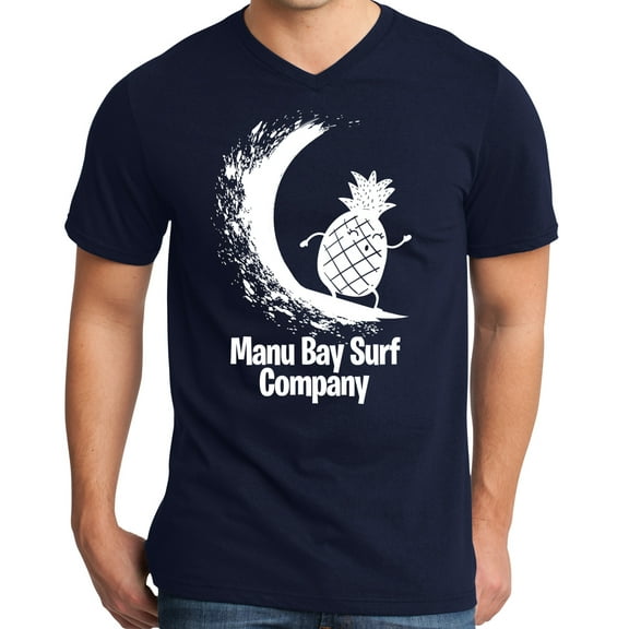 Mens Manu Bay Surf Company WHITE PINEAPPLE Surfer T-shirt, Small New Navy