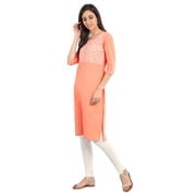Orange Essential Round Neck Kurta-Large