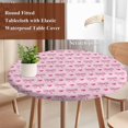 thumbnail image 3 of Romantic Pink Bow Round Tablecloth 36-44 Inch Round Fitted Table Cloth with Elastic Edge, Love Vintage Preppy Art Waterproof Table Cover Protector for Outdoor Picnic Party Dining, 3 of 6