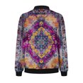 thumbnail image 4 of Fartey Women's Bomber Jacket Vintage Floral Print Jackets Fall Zip Up Coats with Pockets Loose Comfy Long Sleeve Crew Neck Jackets S-2XL, 4 of 5