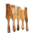 thumbnail image 2 of Dengjunhu 5Pcs Natural Acacia Wooden Spurtle - Heat Resistant Wood Spatula Cooking Utensils for Non Stick Cookware - Wooden Spoons for Mixing, Stirring, Serving, 2 of 7
