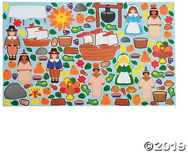 Giant Thanksgiving Sticker Scene - Stationery - 12 Pieces