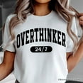 thumbnail image 2 of Over Thinker 247 T-Shirt, Minimalist Collegiate White, Natural and Black Tee for Tired Women, 2 of 11