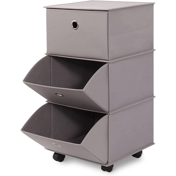 MULISOFT Fabric Dresser with 3 Drawer Rolling Storage, Foldable and