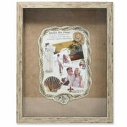 Weathered Front Hinged Shadow Box Frame With Burlap Display Board - Natural, 0.79 in.
