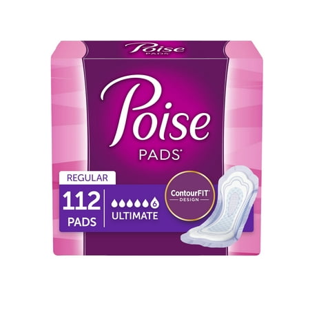 Poise Incontinence Pads for Women, Ultimate Absorbency, Regular, 112 (Best Incontinence Pads For Women)