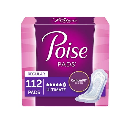 - Poise Incontinence Pads for Women, Ultimate Absorbency, Regular, 112 Ct