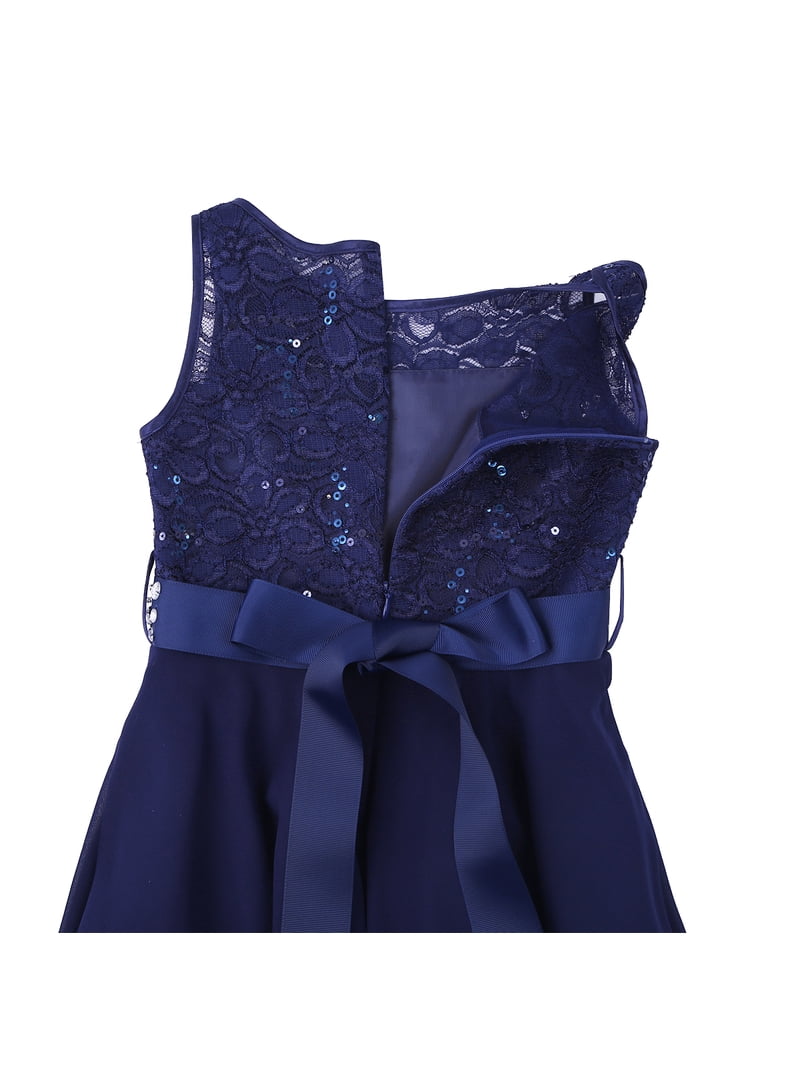 LiiYii Kids Girls Lace Sequins Sleeveless Party Dress Wedding Junior  Bridesmaid Dress Flower Girl Dress Navy Blue 16 - Walmart.com
