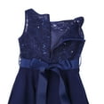 thumbnail image 5 of Miaeowve Kids Flower Girl Dress Floral Lace Sequins Sleeveless Zipper Back Birthday Party Ball Gown with Waist Belt Navy Blue 12, 5 of 7