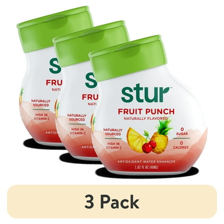 (3 pack) Stur Fruit Punch Drink Mix, Liquid Water Enhancer, Sugar-Free, 1.62oz