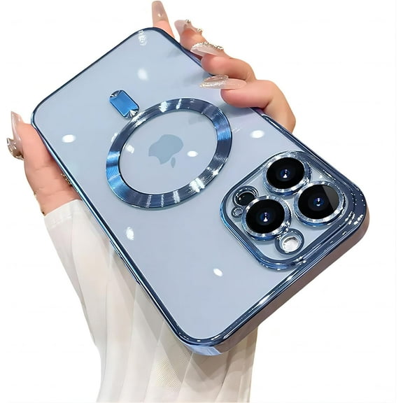 Compatible with iPhone Case,Magnetic Clear ElectroPlated Sparkly Compatible with Magsafe & Wireless Charging Soft Shockproof Cover Phone Case (Silver,iPhone 16 Pro Max)