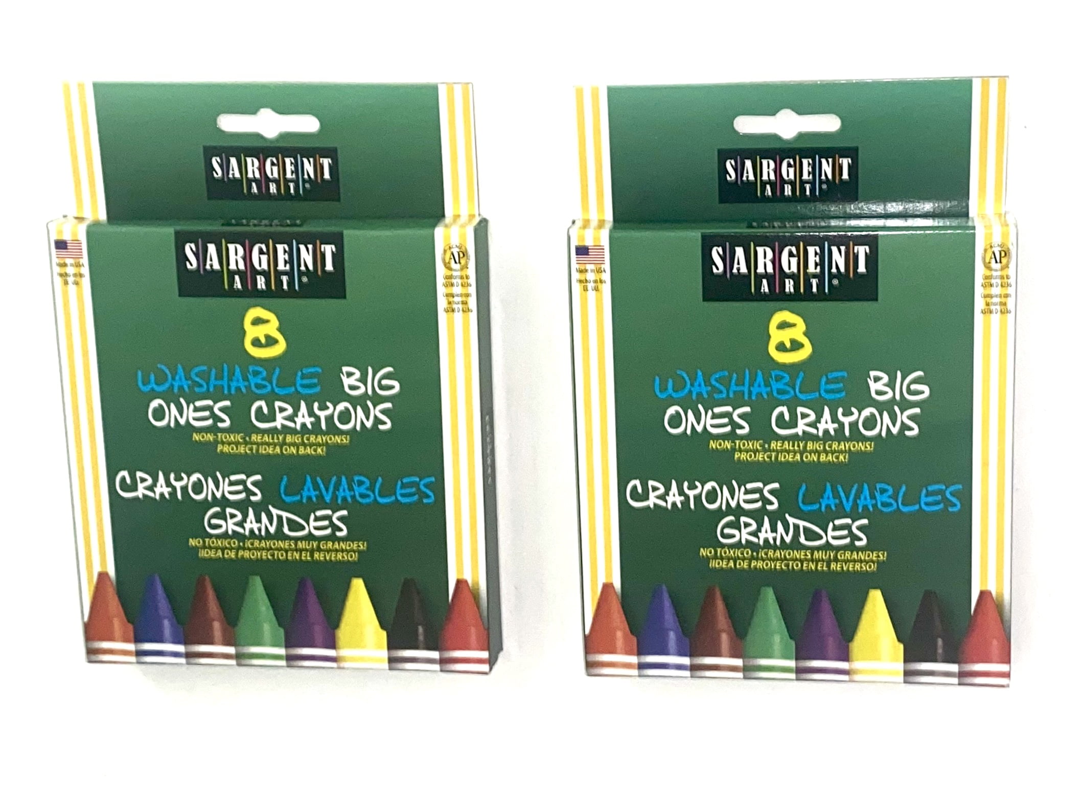 Sargent Art Inc.  Big Ones Washable  8Ct Crayons (MADE IN USA)- 2 Packs!!