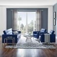 thumbnail image 2 of Tufted Armchair and Sofa Set, Faux Leather, Silver Blue Navy, Modern Contemporary Urban Design, Living Lounge Room Hotel Lobby Hospitality, 2 of 6