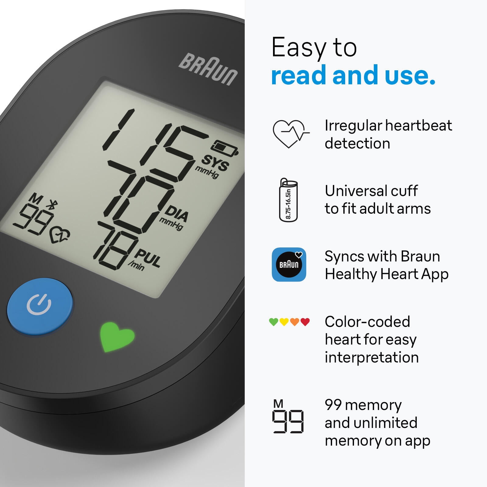 Braun ExactFit 2 Connected Upper Arm Blood Pressure Monitor, Blood Pressure Monitors For Home Use, BUA4075BUS