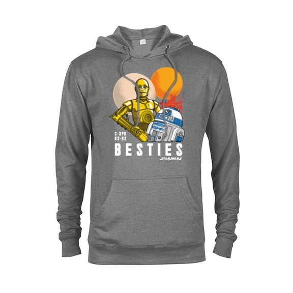 Star Wars C-3PO and R2-D2 Tatooine Droid Besties - Pullover Hoodie for Adults - Customized-Graphite Heather