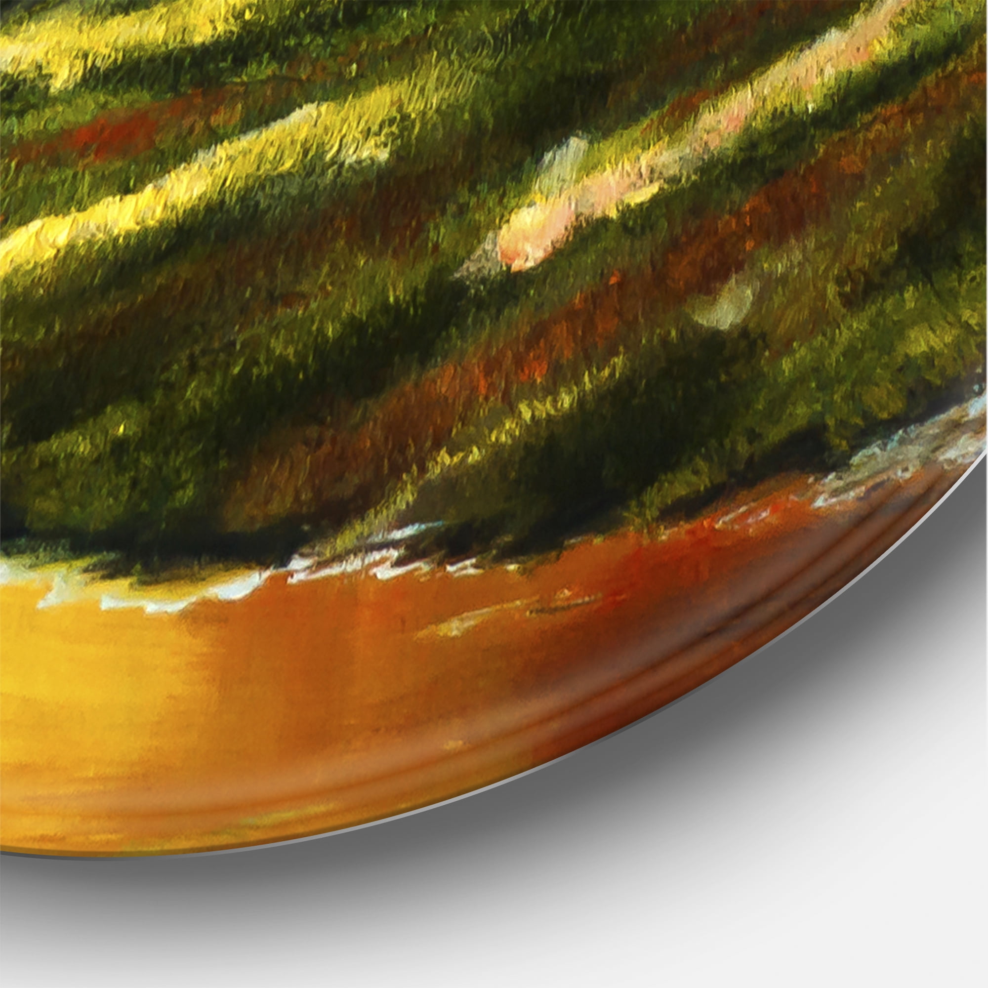Designart 'Warm Coloured Sunset Glow Above The Lotus Swamp' Traditional Circle Metal Wall Art 23x23 - Disc of 23