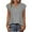 Gray, variant on Women V-Neck Sleeveless Solid Button Ruched Lace Sleeve Casual Tank Tops