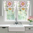 thumbnail image 4 of Colorful Daisy Floral Balloon Curtains for Living Room/French Door, Spring Flowers Botanical Leaves Rustic Tie Up Curtains 63 Inch Length Energy Saving Kitchen Curtains Shades for Windows 42"x63", 4 of 8