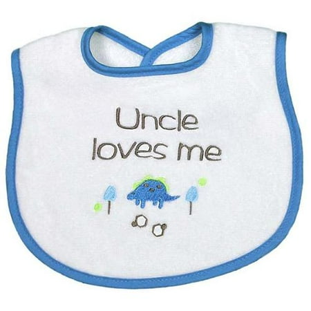 Raindrops Baby Boys "Uncle Loves Me" Embroidered Bib, Royal