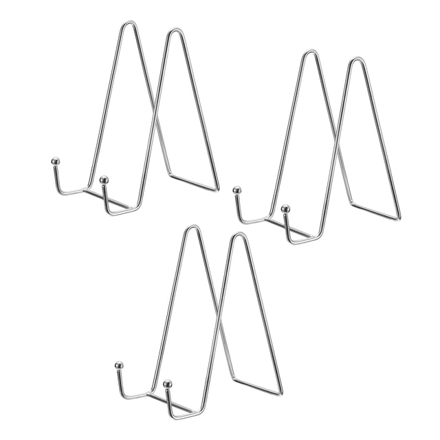 Unique Bargains 3Pack 6Inch Plate Stand for Display Iron Easel Plate Holder for Photo Silver