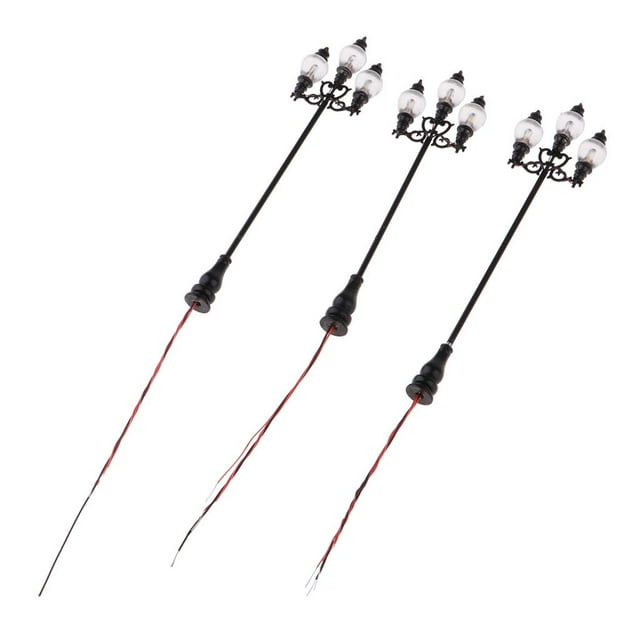 KLKCMS 3 Pcs 1/100 Modèle Chemin de Fer Led Lampadaire, Lampes de Rue, Lumière de Cour Extérieure - comme Décrit, 8.9cm
