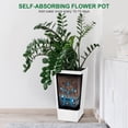 thumbnail image 3 of 22.5 Inch Tall Planter Set of 2 Large Rattan Flower Pot with 2 Trays & a Water Level Monitor & Wheels Outdoor and Indoor for Patio, Porch, Living Room, or Home Office, White, 3 of 9