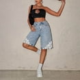 thumbnail image 5 of Liyamei Girls Lace Capri Denim Shorts with Elastic Waist Size 12-16,Light Blue, 5 of 6