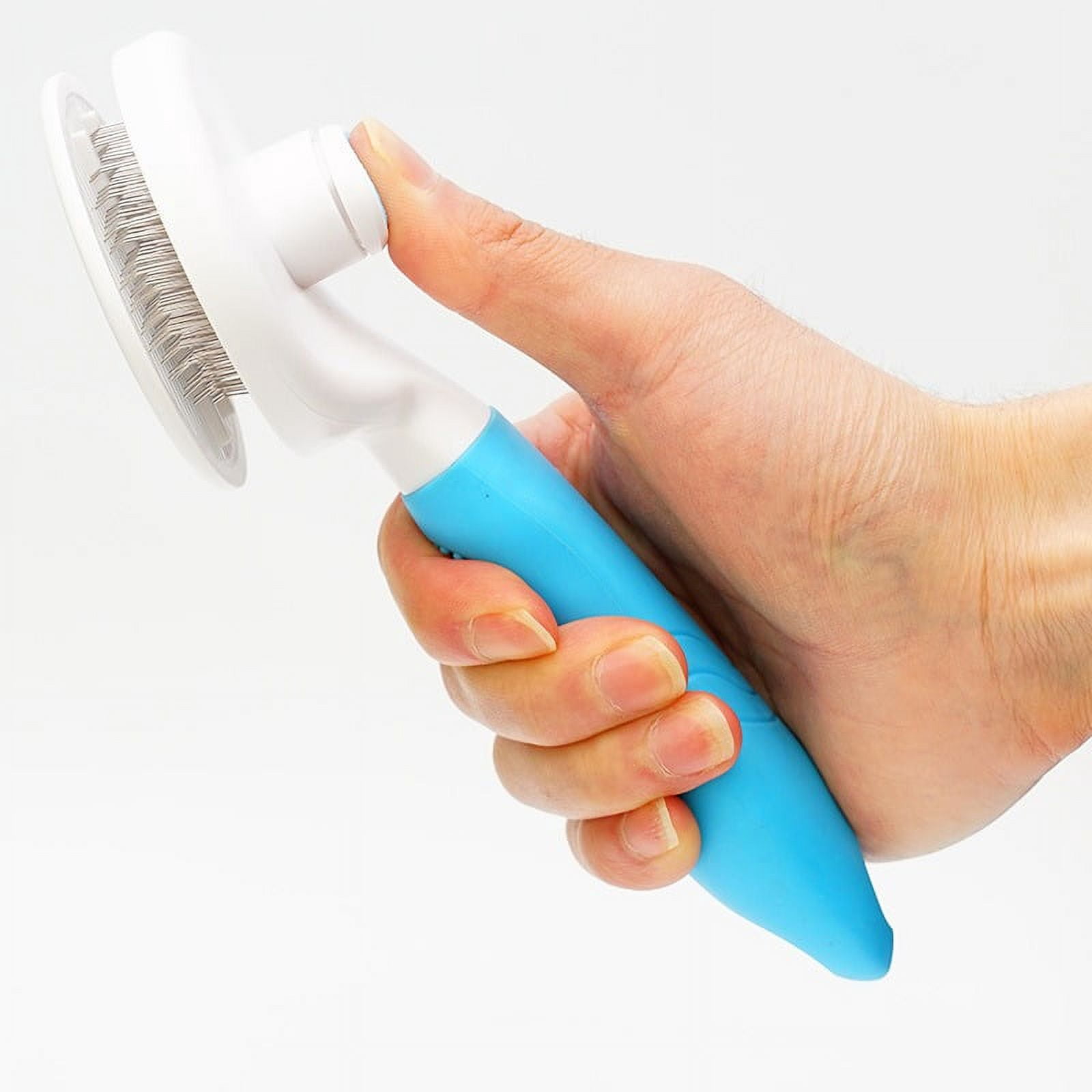 2PCS Cat Grooming Brush, Self Cleaning Brushes for Dogs Cats Pet Grooming Brush Tool Gently Removes Loose Undercoat (BLUE)