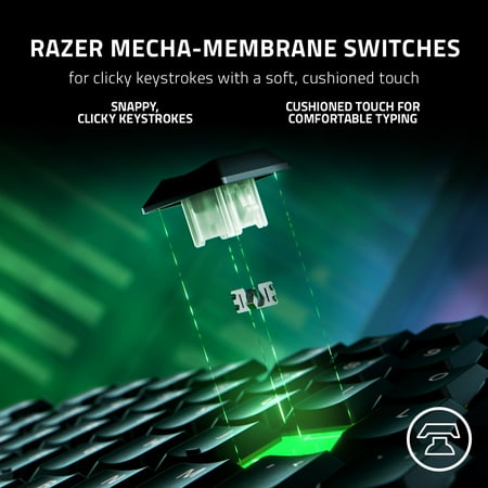 Razer Ornata V3 Full-Size Wired Mecha-Membrane Gaming Keyboard for PC, Chroma RGB, Black