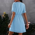 thumbnail image 5 of 2022 Summer Dresses for Women V-Neck Simple Dress A-Line Skirt Solid Color Comfort Chiffon Dress Jacquard Craft, 5 of 7
