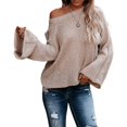 thumbnail image 2 of LYXSSBYX Womens Sweaters Plus Size Clearance Women's Solid Color Casual Long-Sleeved O-neck Pullover Sweater, 2 of 9