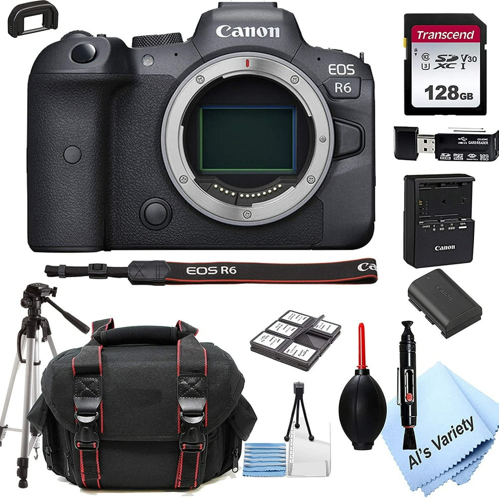 Canon EOS R6 Mirrorless Digital Camera Body Bundle + 128GB Memory