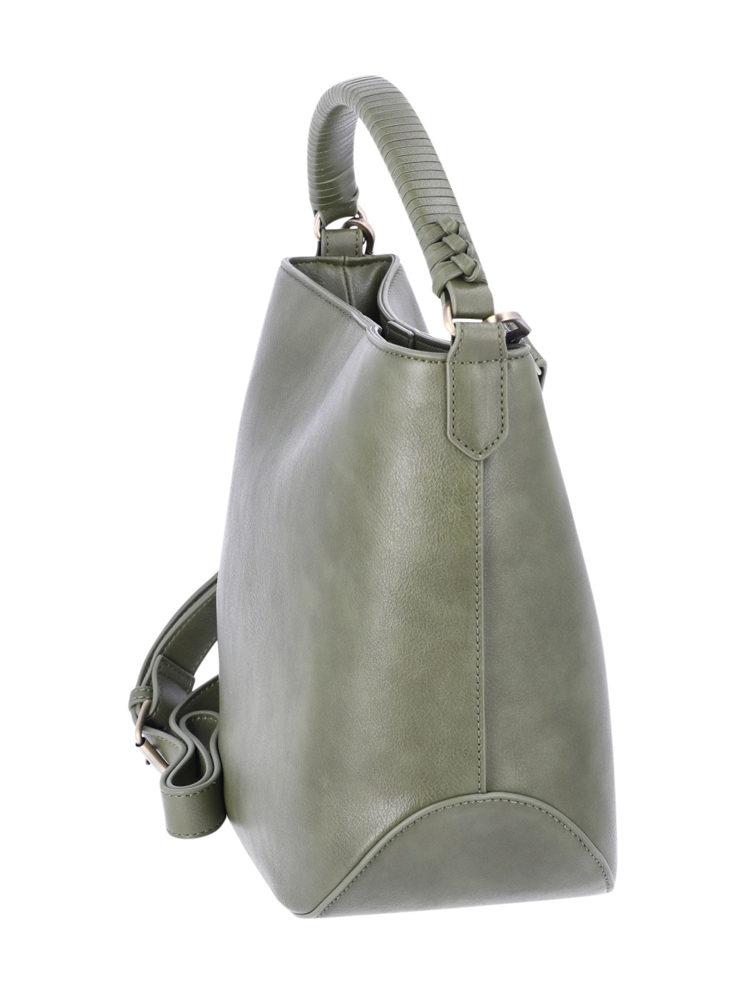 Time and Tru Women's Bucket Crossbody Handbag, Olive Time and Tru Women's Bucket Crossbody Handbag, Olive