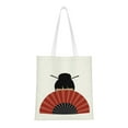 thumbnail image 1 of DouZhe Reusable Grocery Bags, Japanese Geisha Fans Girl Lightweight Polyester Canvas Cloth Tote Bag for Travle Gym Shopping School, 15" x 16", 1 of 7