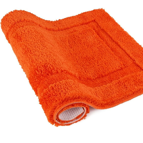 FUDAKUNA Soft Comfortable Microfiber Orange Bathroom Rugs 17.7" x 25.5" Absorbent Non-Slip Backing Bath Mats Machine Washable