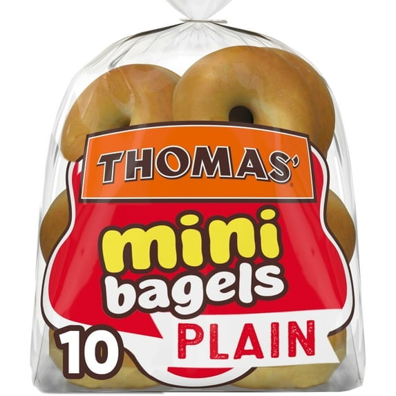 Thomas' Plain Mini Bagels, 10 count, Kosher Mini Bagels, 15 oz Bag pack of 1