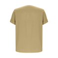 thumbnail image 3 of Linen Shirts for Women Button Down Shirts Short Sleeve Rolled up Cotton Tops Henley V Neck Solid Casual Blouses, 3 of 5
