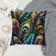 thumbnail image 2 of GOSMITH  Peacock Feather Pillow Covers Green Peacock Feather Decorative Throw Pillow Covers Cushion Case for Sofa Couch, 2 of 5