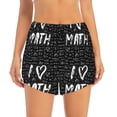 thumbnail image 3 of Uemuo I love Math Pattern Women's Athletic Shorts High Waisted Running Shorts with Liner Pockets Gym Elastic Workout Shorts-Small, 3 of 9