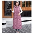 thumbnail image 2 of Women's Long Quilted Vest Winter Down Vest Transition Vest Winter Jacket Long Vest Winter Vest Lightweight Warm Quilted Casual Zip Puffer Jacket with Hood Down Coat, 2 of 3