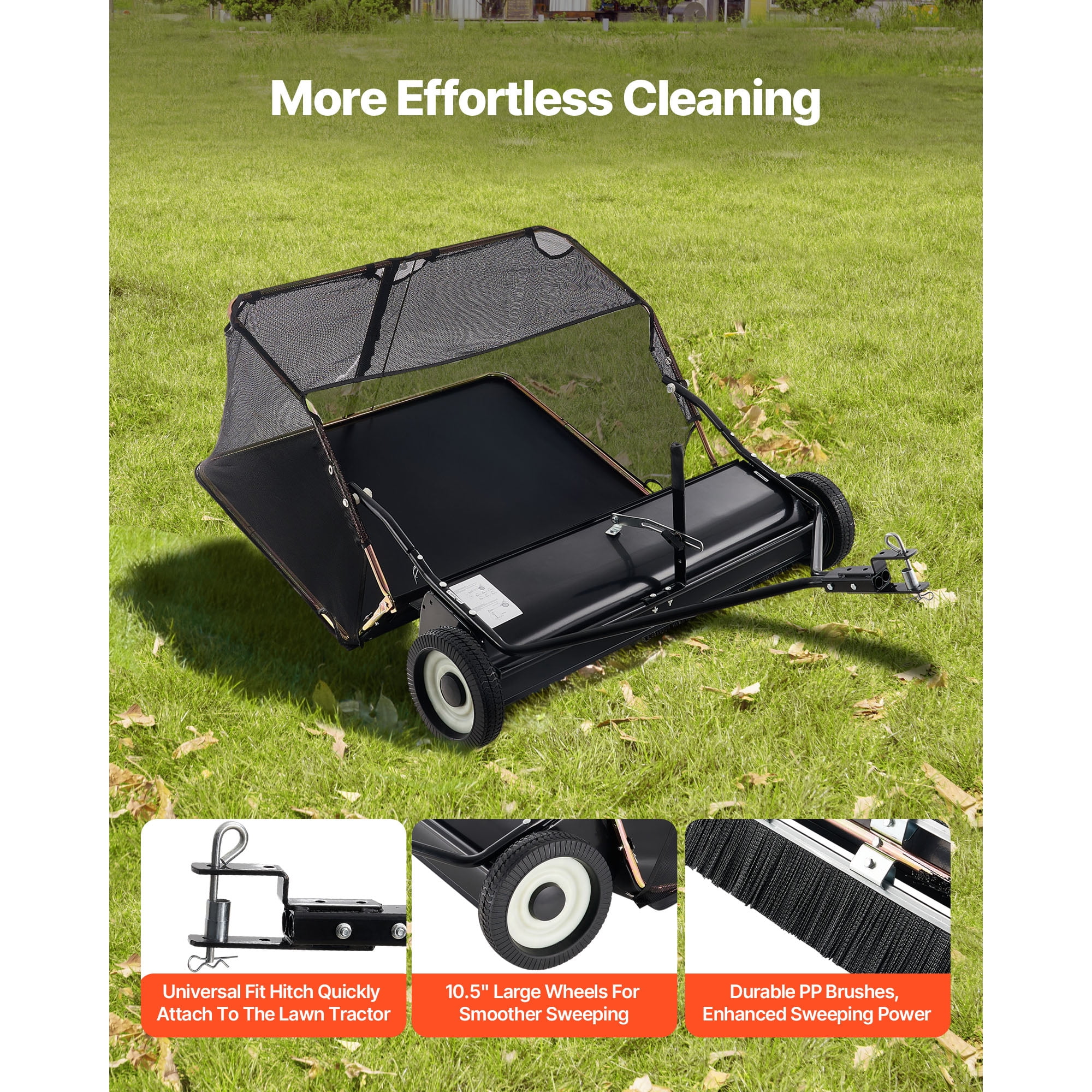 KFFKFF Tow-Behind Lawn Sweeper TC5001D 52 in 26 cu.ft. 69.2 ×60.2 ×24.0 in