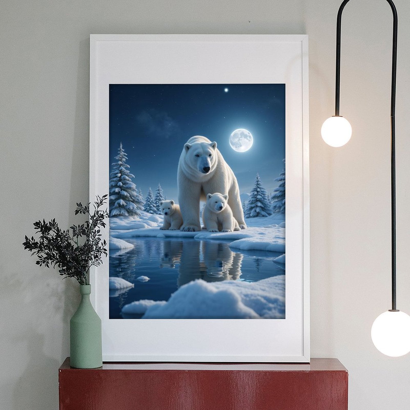 Diamond Art Kits for Adults - 5d Winter Night Polar Bear Reflection Diamond Painting for Adults, Diamond Art for Adults Beginners, Diamond Painting Kits for Adults for Home Wall Decor